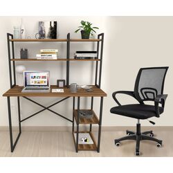 Set de mobila pentru oficiu Fabulous cu etajera/Jumi Smart CM-922983 (Walnut/Black)