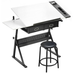 Стол для рисования и черчения с табуретом Homcom 836-698V00WT (White/Black) Thumb