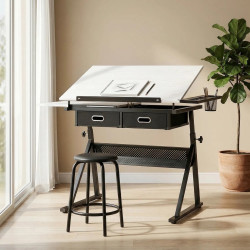 Стол для рисования и черчения с табуретом Homcom 836-698V00WT (White/Black) Thumb
