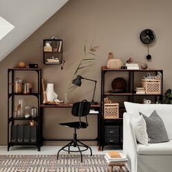 Set de mobila pentru oficiu Ikea Fjällbo/Kullaberg/Gullhult (Negru/Pin) Thumb