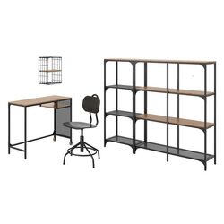 Set de mobila pentru oficiu Ikea Fjällbo/Kullaberg/Gullhult (Negru/Pin)