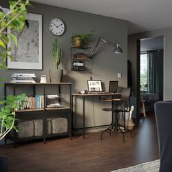 Set de mobila pentru oficiu Ikea Fjällbo/Kullaberg/Gullhult scaun rotativ (Negru/Pin) Thumb