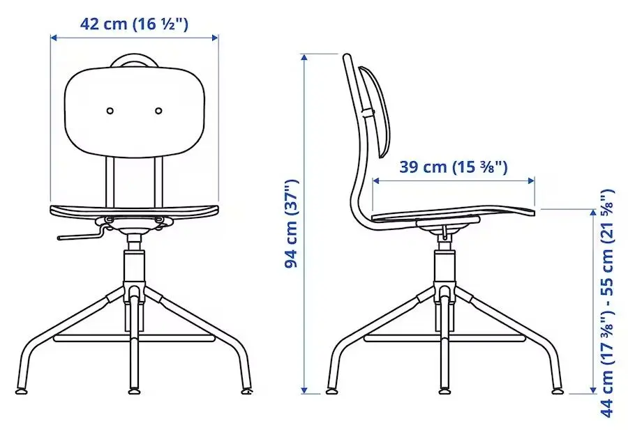 Set de mobila pentru oficiu Ikea Fjällbo/Kullaberg/Gullhult scaun rotativ (Negru/Pin)