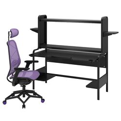 Set de mobila pentru oficiu Ikea Fredde/Styrspel (Negru/Purpuriu)