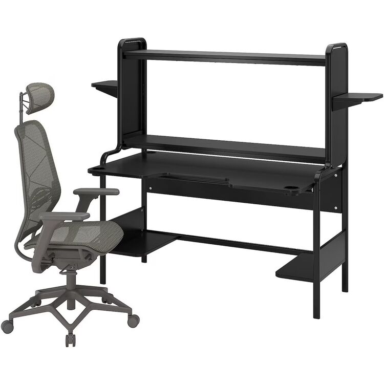 Комплект офисной мебели Ikea Fredde/Styrspel (Черный/Серый)