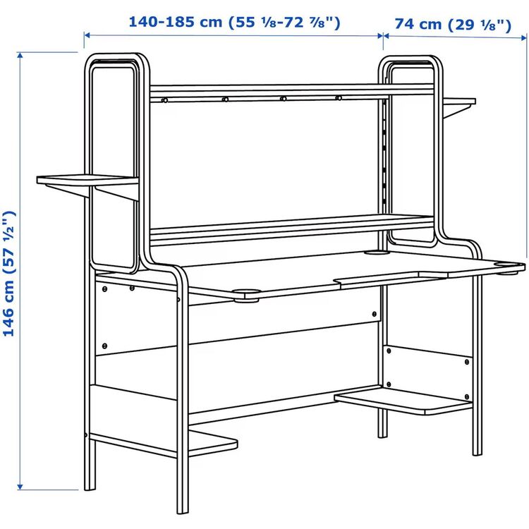 Комплект офисной мебели Ikea Fredde/Styrspel (Черный/Серый)