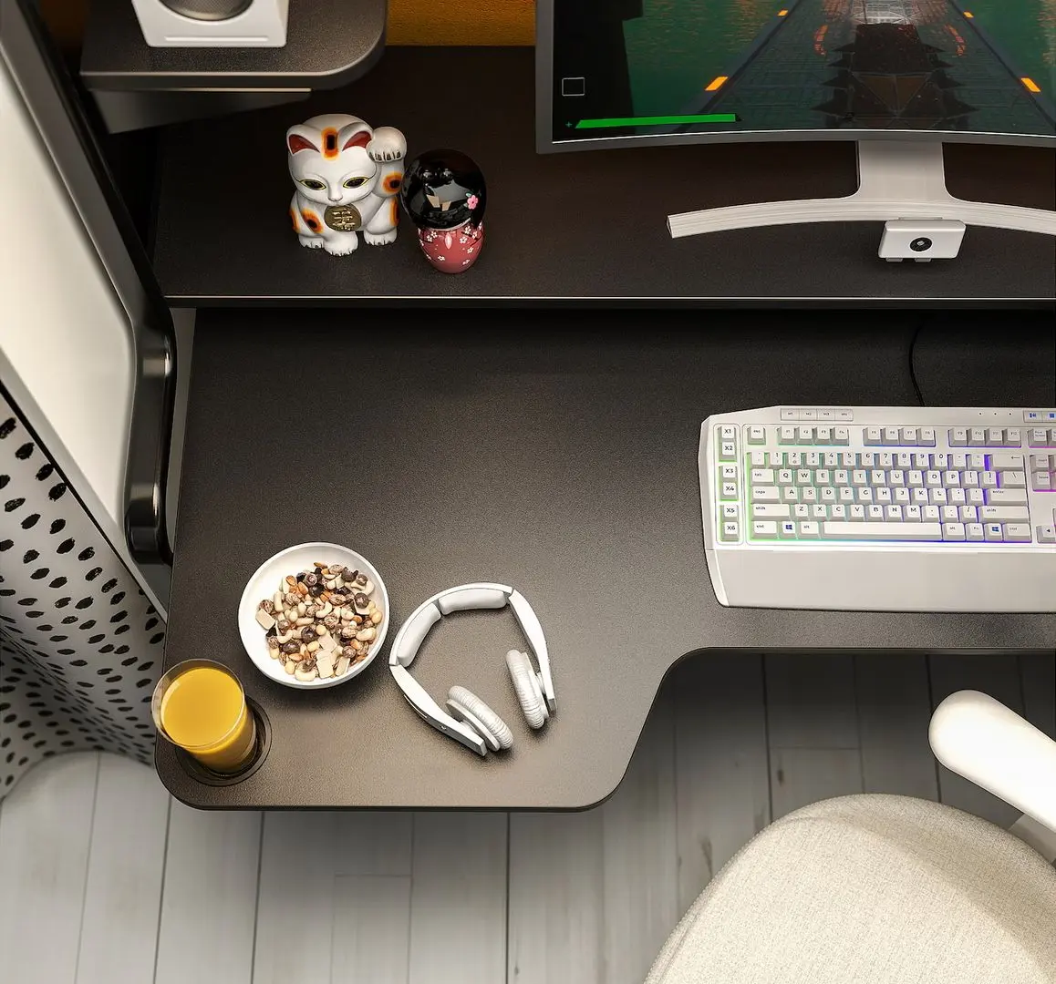 Set de mobila pentru oficiu Ikea Fredde/Styrspel (Negru/Gri)