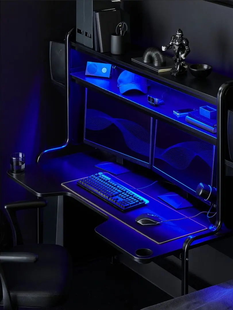 Set de mobila pentru oficiu Ikea Fredde/Styrspel (Negru/Gri)