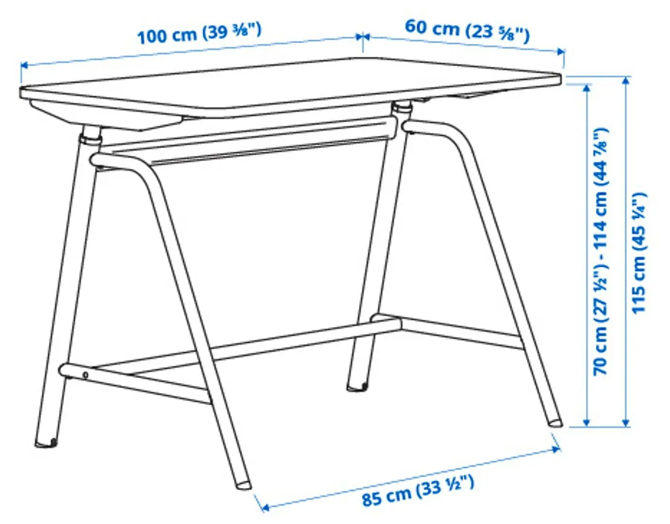 Set de mobila pentru oficiu Ikea Gladhojden/Nilserik (Alb/Albastru Inchis)