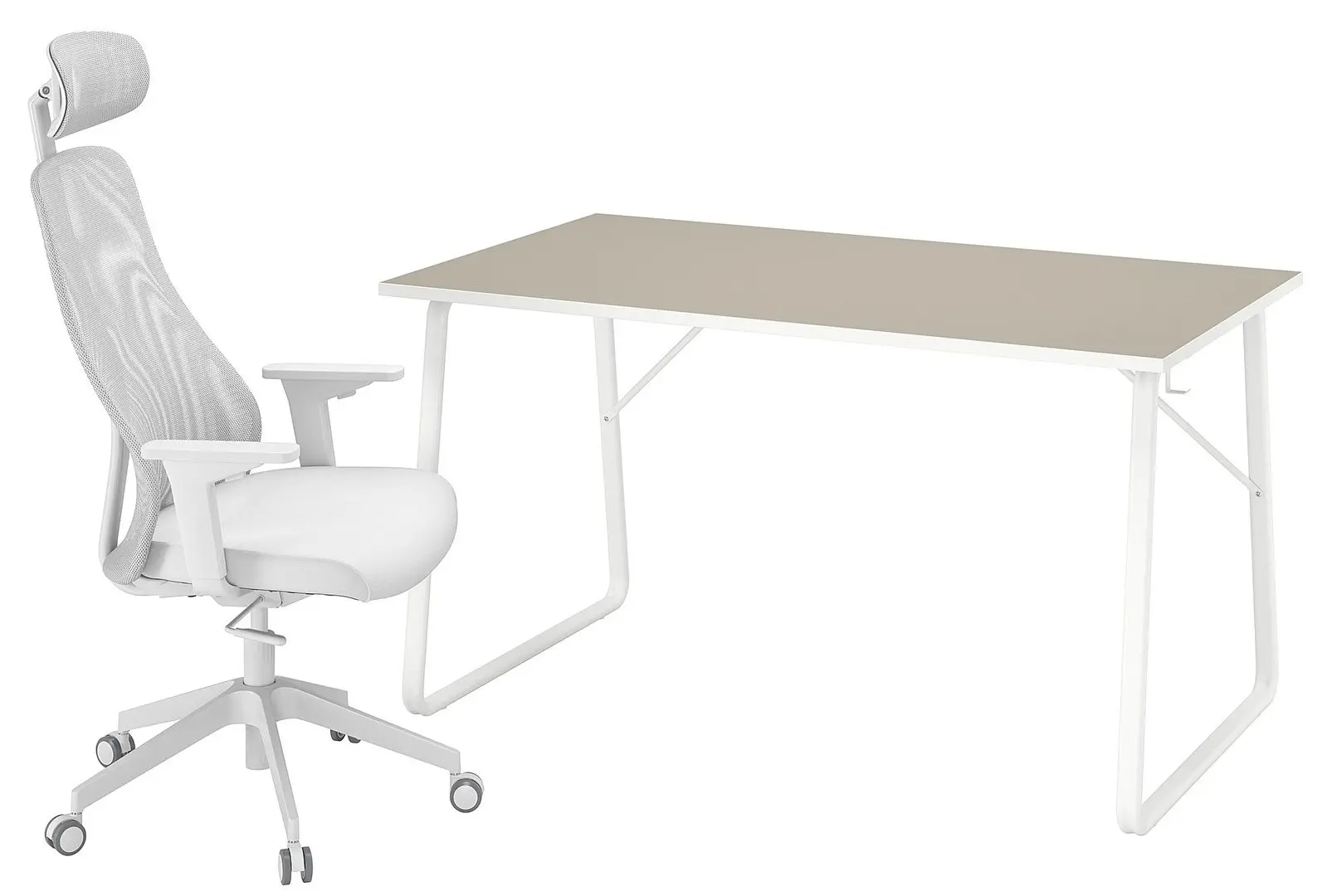 Set de mobila pentru oficiu Ikea Huvudspelare/Matchspel (Bej/Gri)