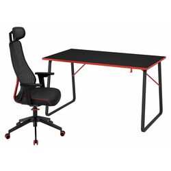 Set de mobila pentru oficiu Ikea Huvudspelare/Matchspel (Negru/Rosu)