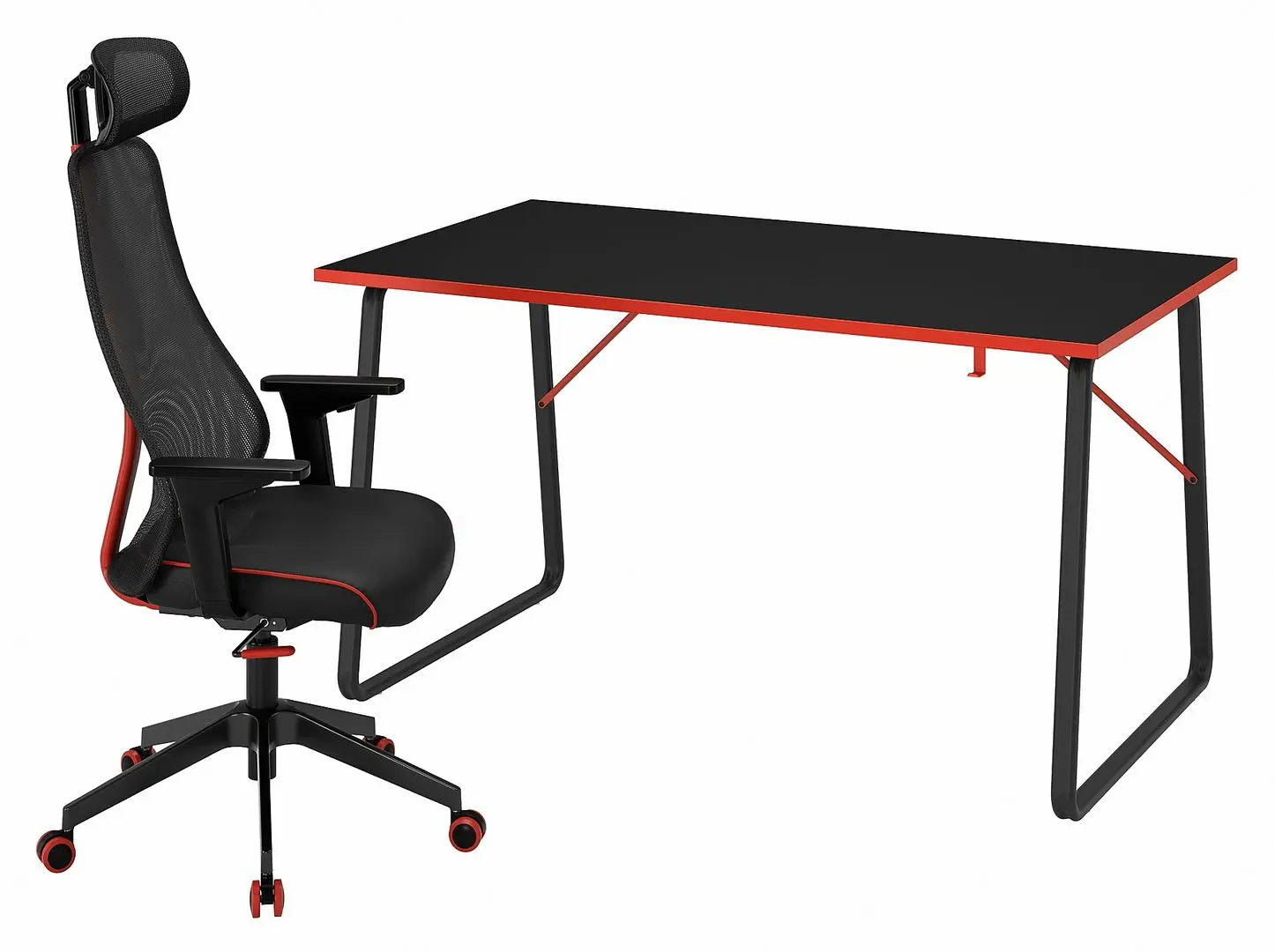 Set de mobila pentru oficiu Ikea Huvudspelare/Matchspel (Negru/Rosu)