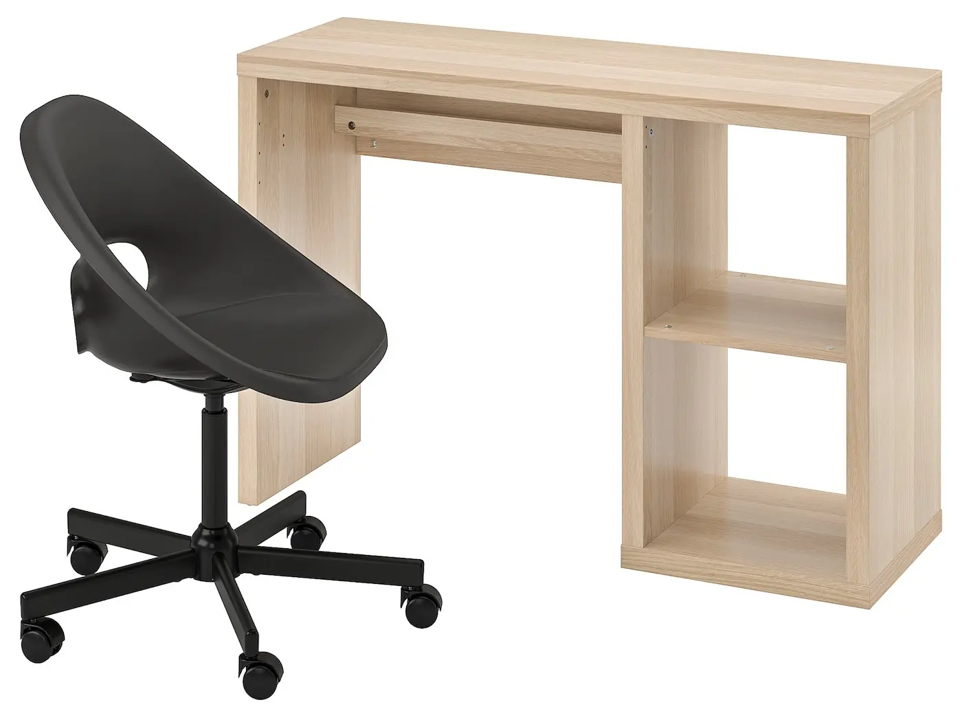 Set mobila pentru oficiu Ikea Kallax/Eldberget (Aspect stejar antichizat/Gri inchis/Negru)