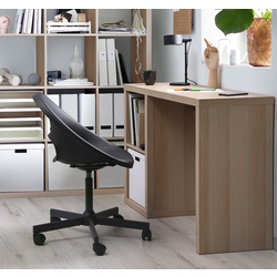 Set mobila pentru oficiu Ikea Kallax/Eldberget (Aspect stejar antichizat/Gri inchis/Negru)