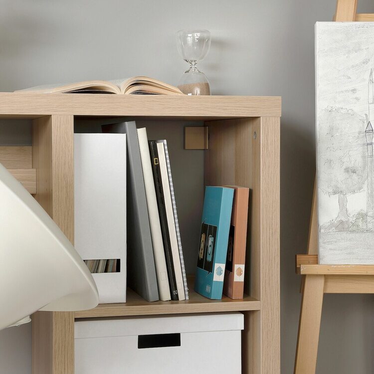 Комплект офисной мебели Ikea Kallax/Eldberget (Имитация состаренного дуба/Темно-серый/Черный)