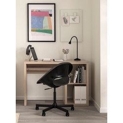 Комплект офисной мебели Ikea Kallax/Eldberget (Имитация состаренного дуба/Темно-серый/Черный) Thumb
