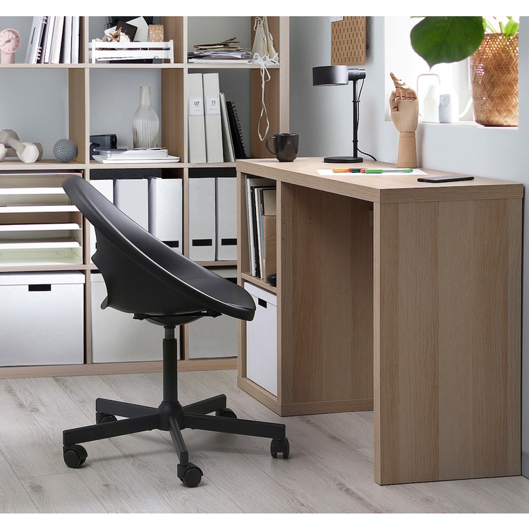 Комплект офисной мебели Ikea Kallax/Eldberget (Имитация состаренного дуба/Темно-серый/Черный)