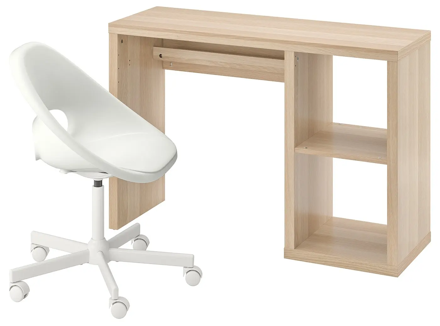 Set mobila pentru oficiu Ikea Kallax/Loberget (Aspect stejar antichizat/Alb)