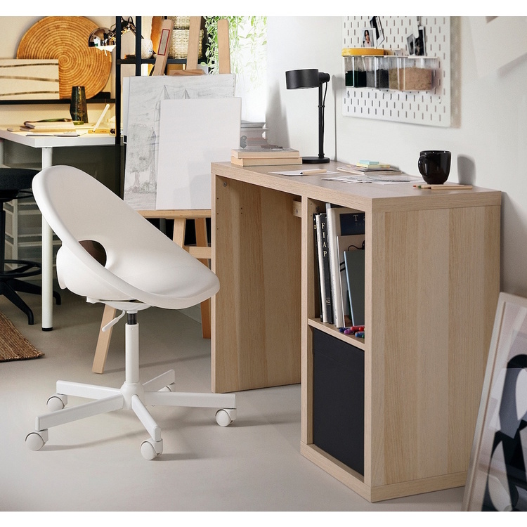 Set mobila pentru oficiu Ikea Kallax/Loberget (Aspect stejar antichizat/Alb)