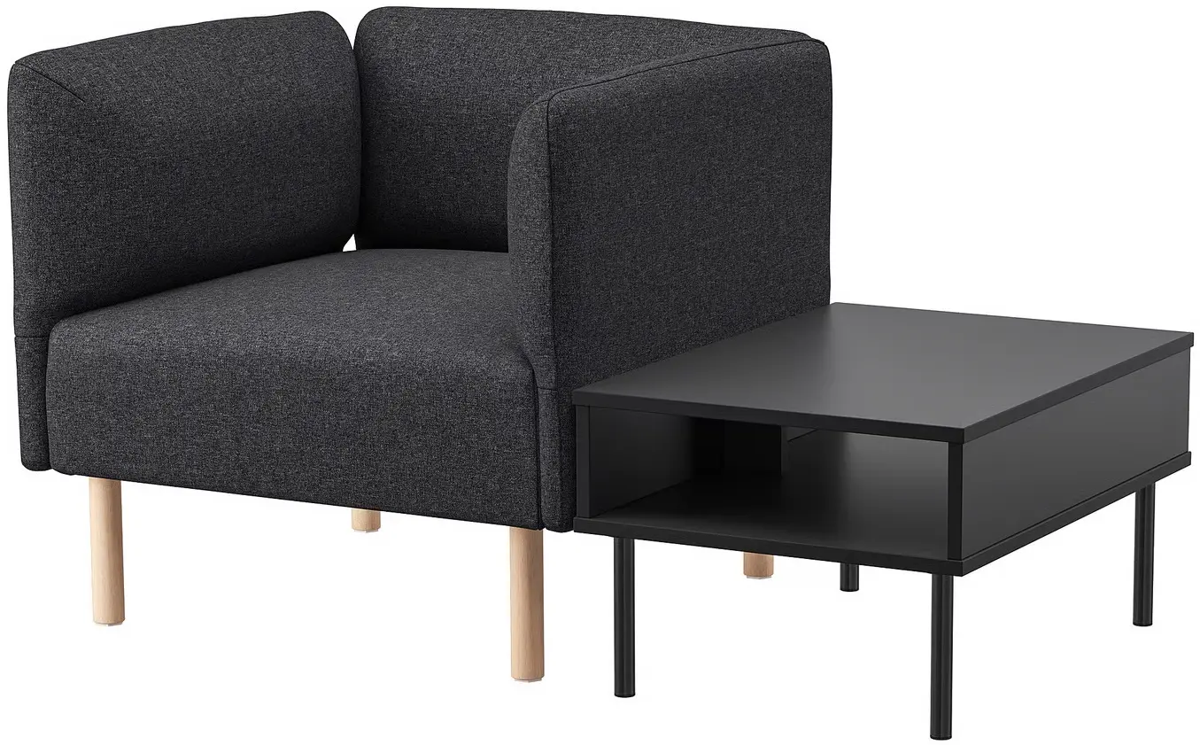 Комплект офисной мебели Ikea Lillehem/Gunnared/Tunsta дерево (Темно-серый/Натуральное дерево/Черный) - 2