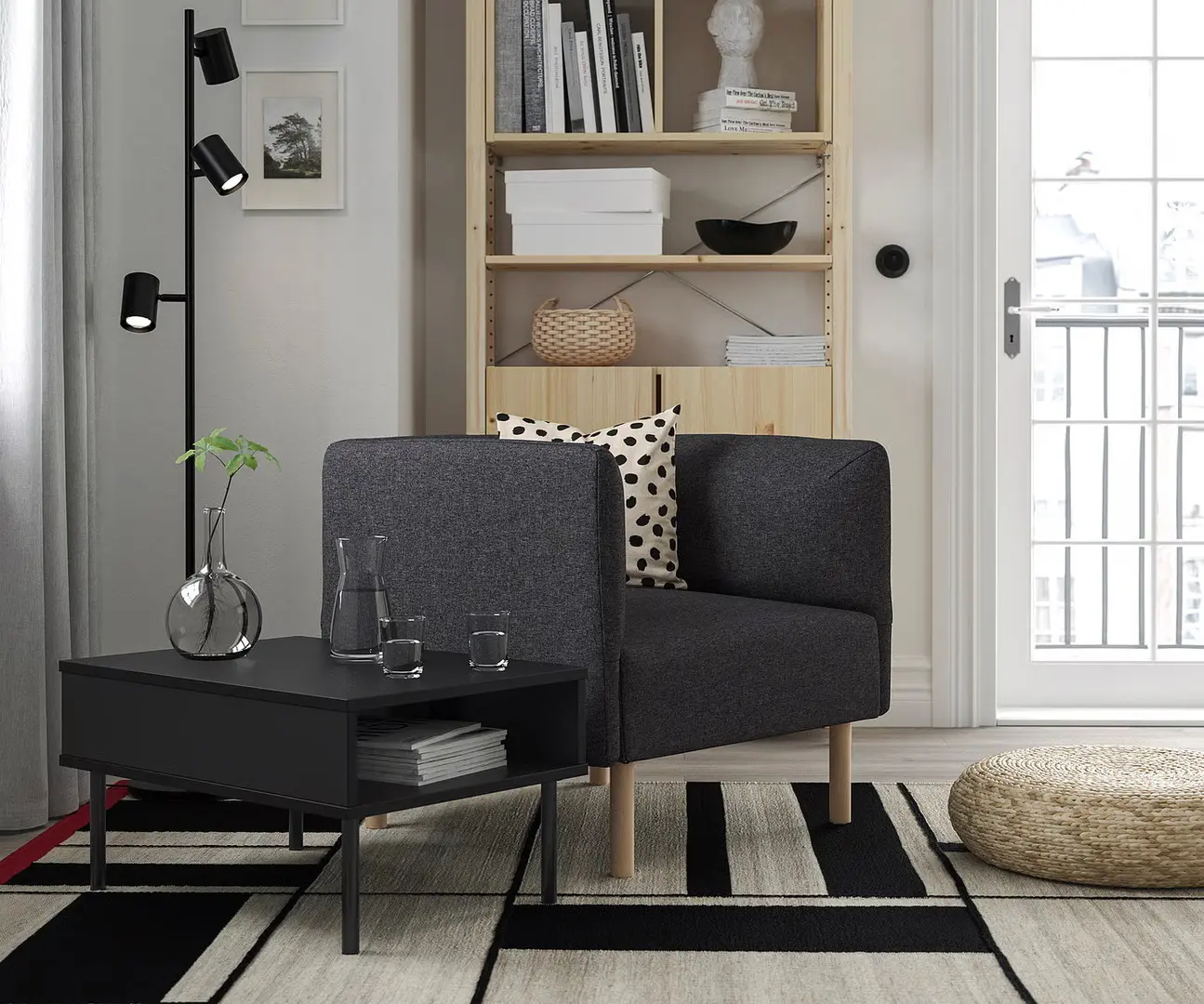 Комплект офисной мебели Ikea Lillehem/Gunnared/Tunsta дерево (Темно-серый/Натуральное дерево/Черный)