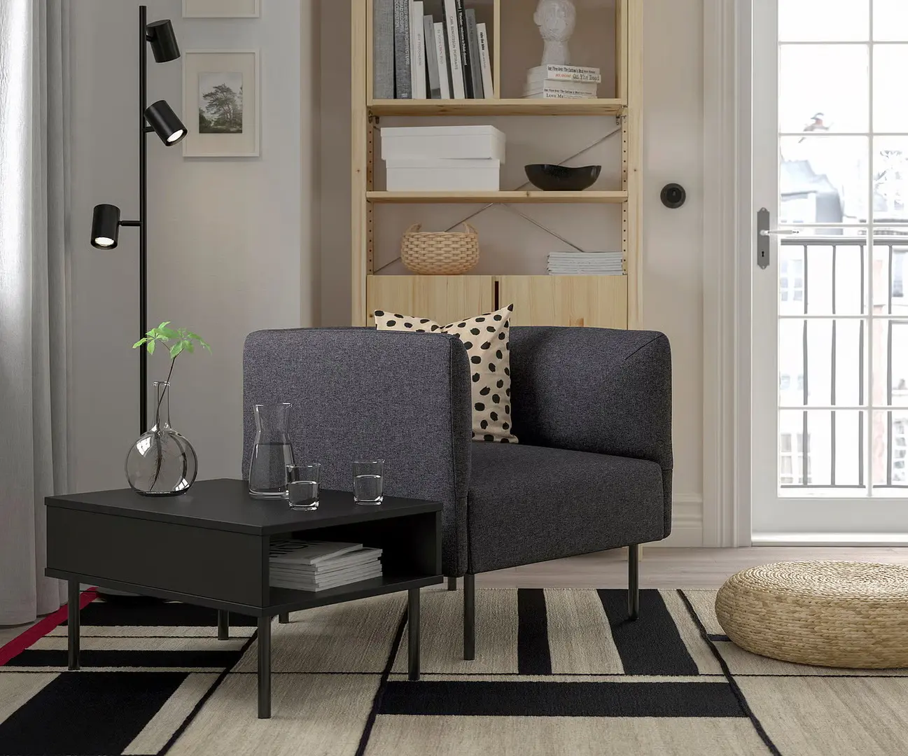 Комплект офисной мебели Ikea Lillehem/Gunnared/Tunsta металл (Темно-серый/Черный)