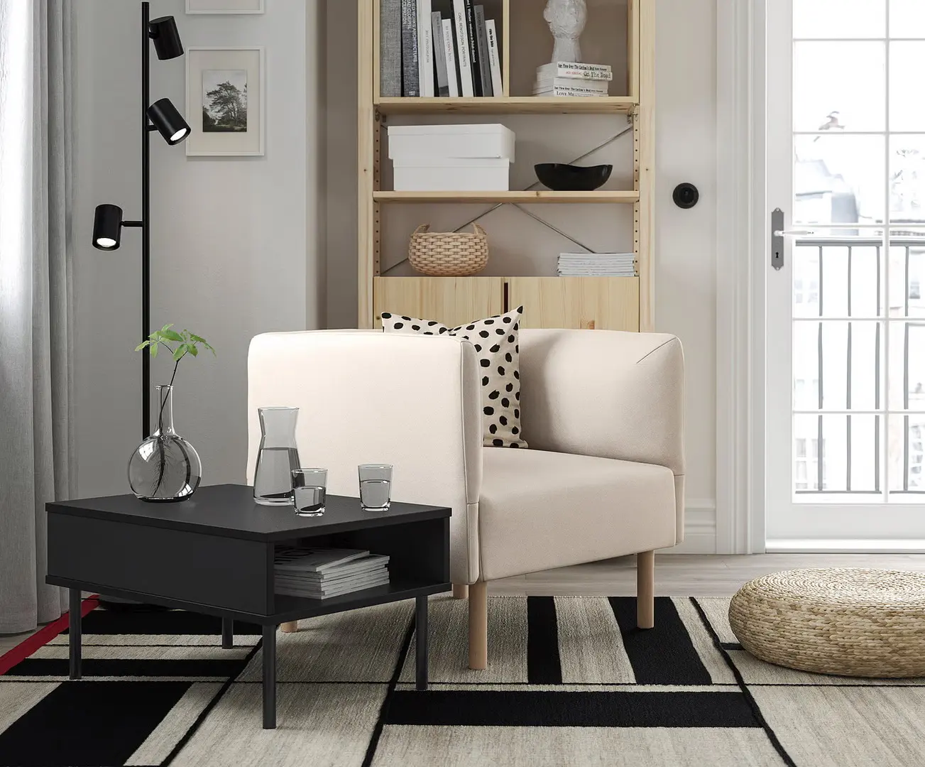 Set mobila pentru oficiu Ikea Lillehem/Vissle/Tunsta lemn (Bej/Lemn natural/Negru)