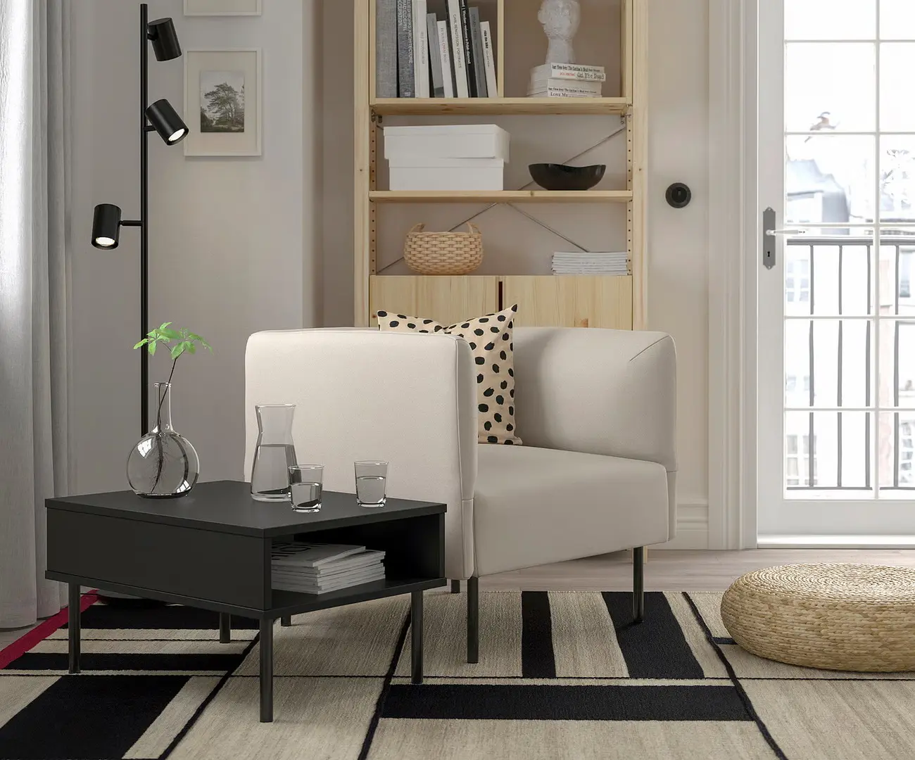 Set mobila pentru oficiu Ikea Lillehem/Vissle/Tunsta metal (Bej/Negru)