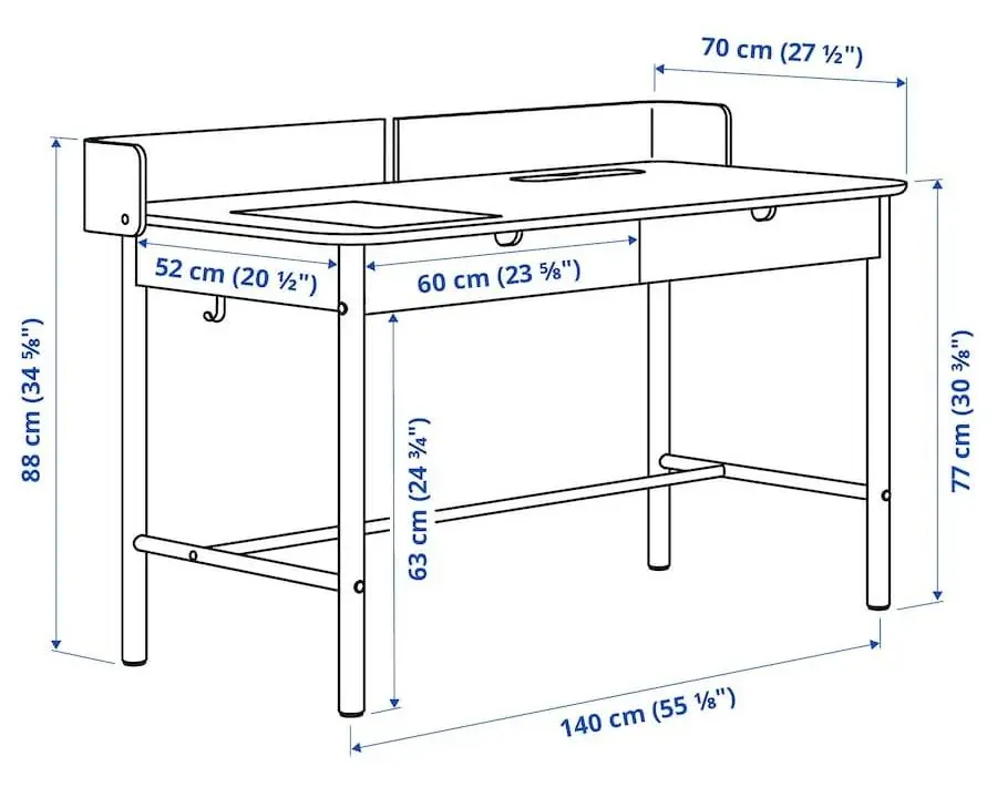 Set de mobila pentru oficiu Ikea Ridspo/Bjorkberget (Antracit/Albastru)