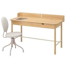 Set de mobila pentru oficiu Ikea Ridspo/Bjorkberget (Stejar/Bej) Thumb