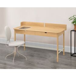 Set de mobila pentru oficiu Ikea Ridspo/Bjorkberget (Stejar/Bej)