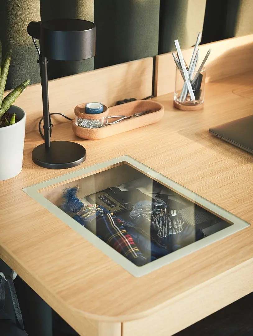 Set de mobila pentru oficiu Ikea Ridspo/Fjallberget (Stejar/Bej)