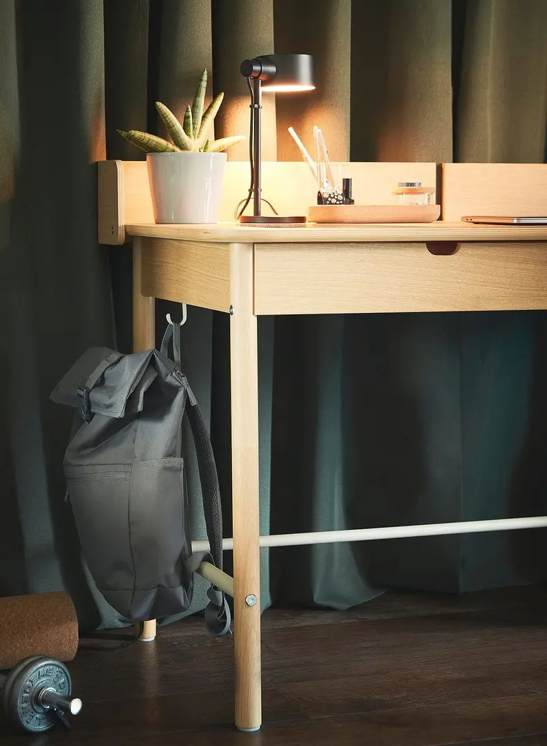 Set de mobila pentru oficiu Ikea Ridspo/Fjallberget (Stejar/Bej)