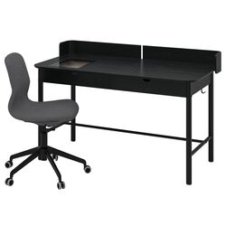 Set de mobila pentru oficiu Ikea Ridspo/Langfjall (Antracit/Gri Inchis/Negru) Thumb