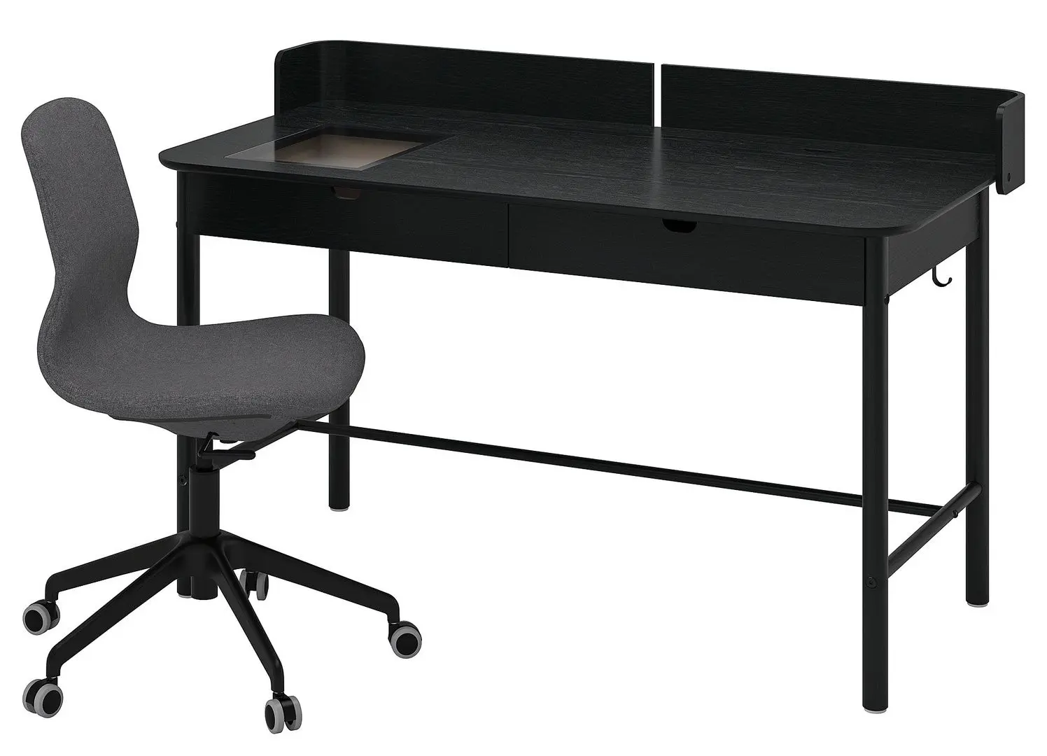 Set de mobila pentru oficiu Ikea Ridspo/Langfjall (Antracit/Gri Inchis/Negru)