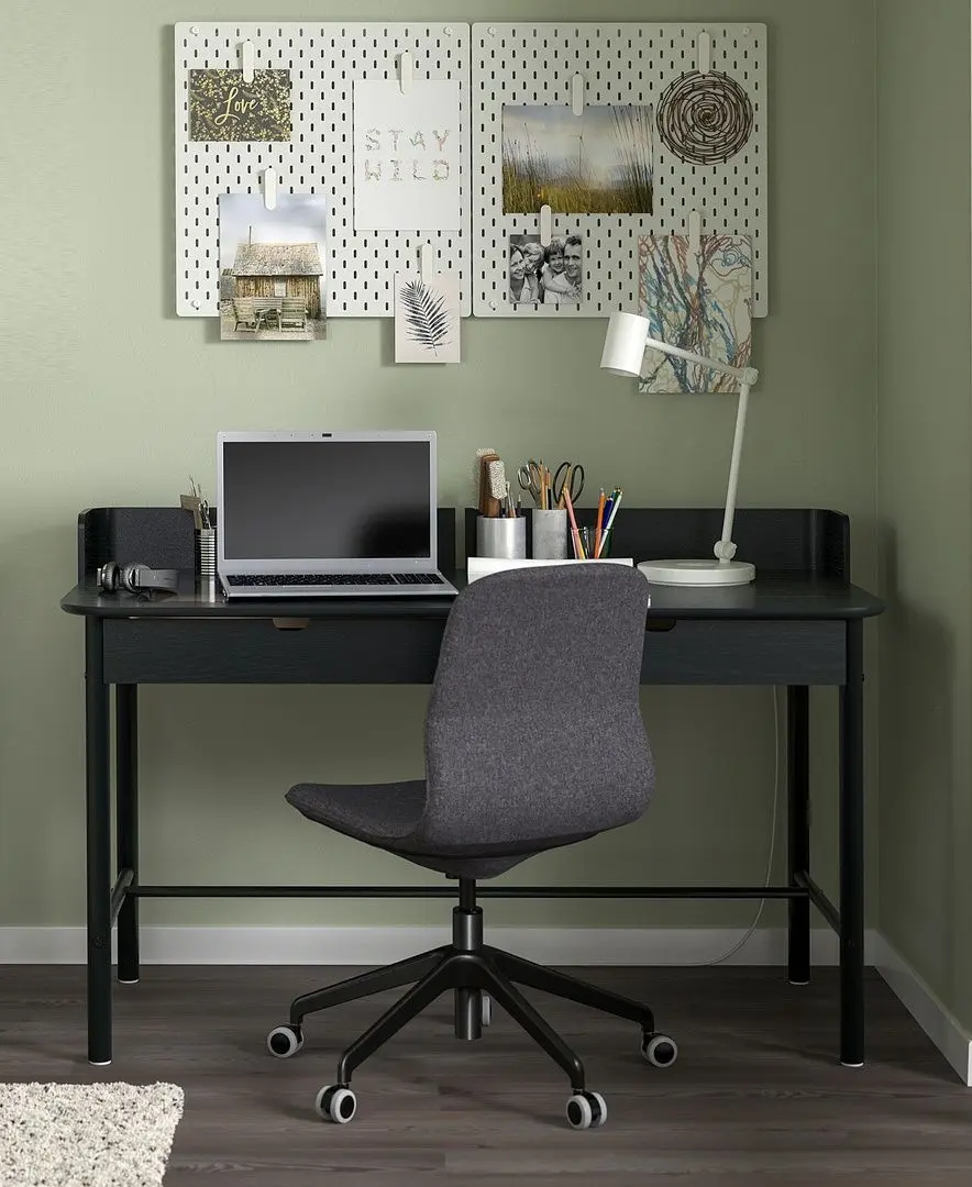 Set de mobila pentru oficiu Ikea Ridspo/Langfjall (Antracit/Gri Inchis/Negru)