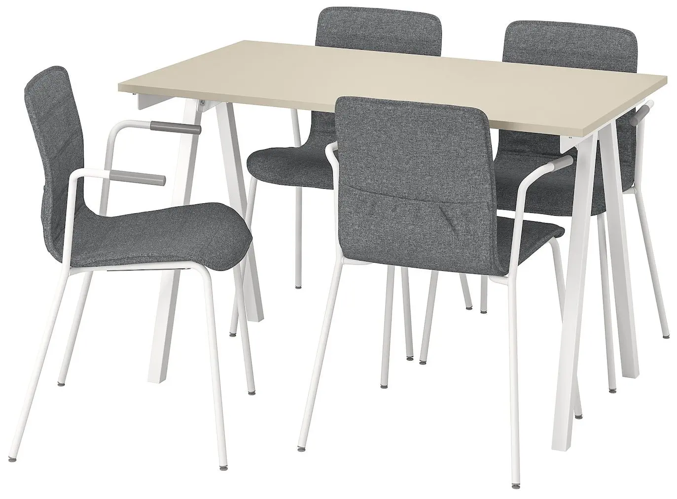 Set de mobila pentru oficiu Ikea Trotten/Laktare 120x70 (Bej/Alb/Gri)
