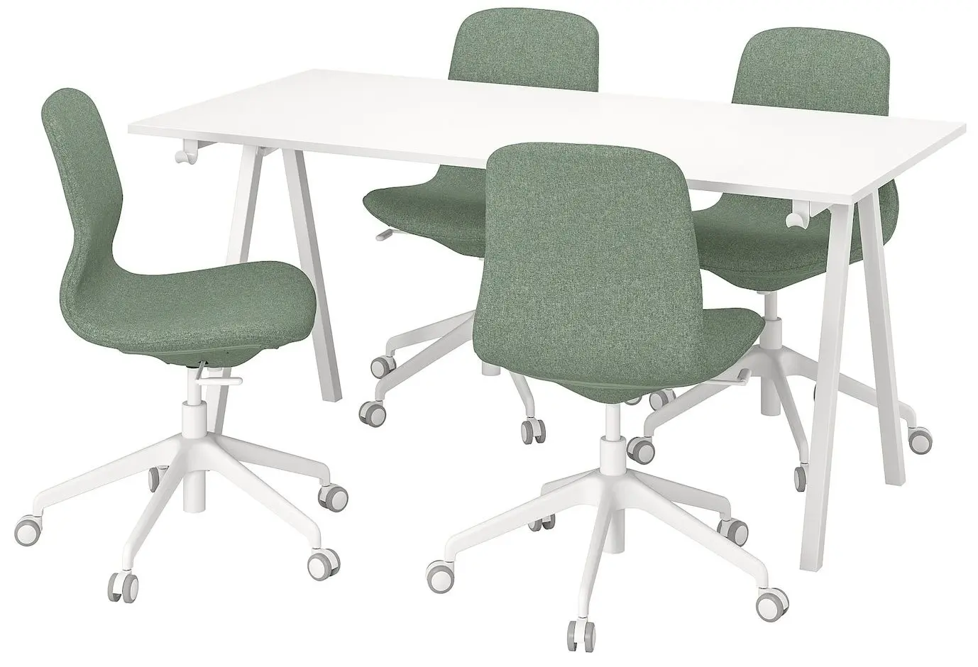 Set de mobila pentru oficiu Ikea Trotten/Langfjall 160x80 (Alb/Gri-verde)