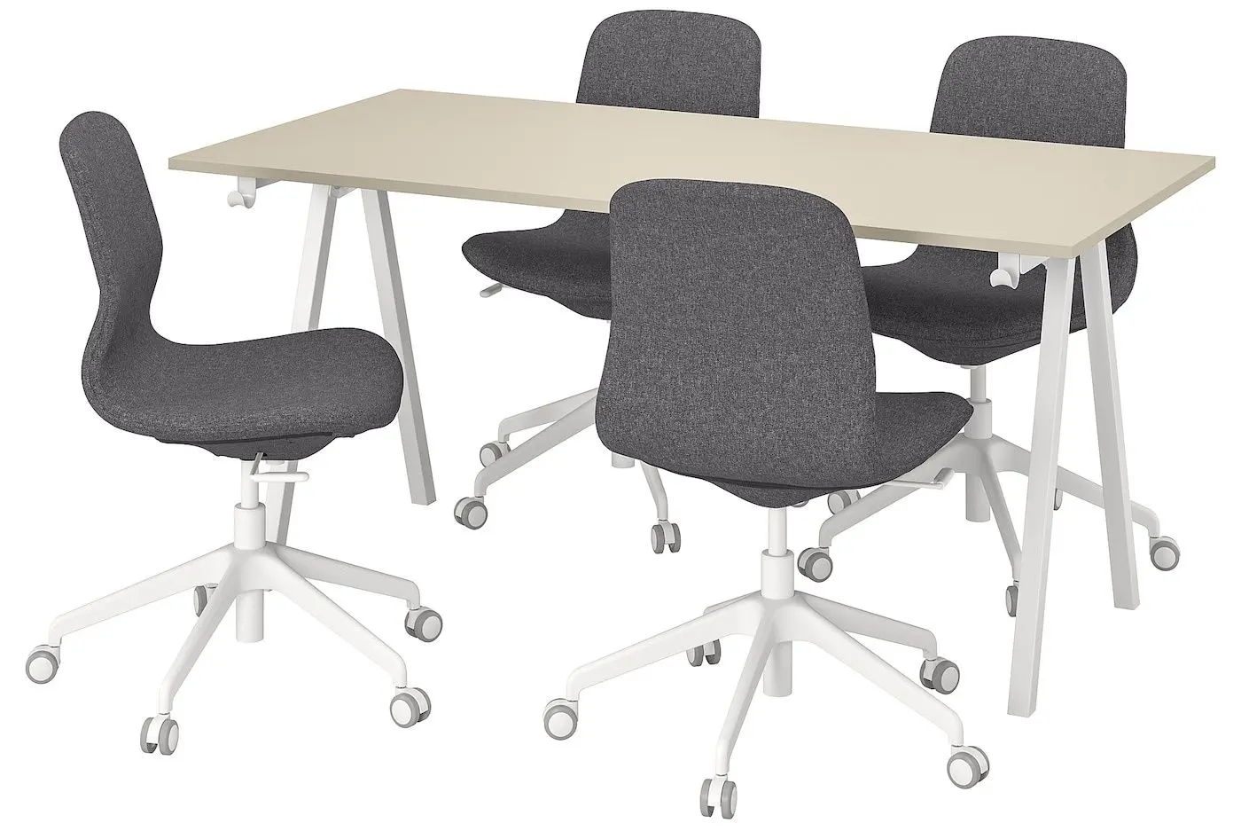 Set mobila pentru oficiu Ikea Trotten/Langfjall 160x80 (Bej/Gri-inchis/Alb)