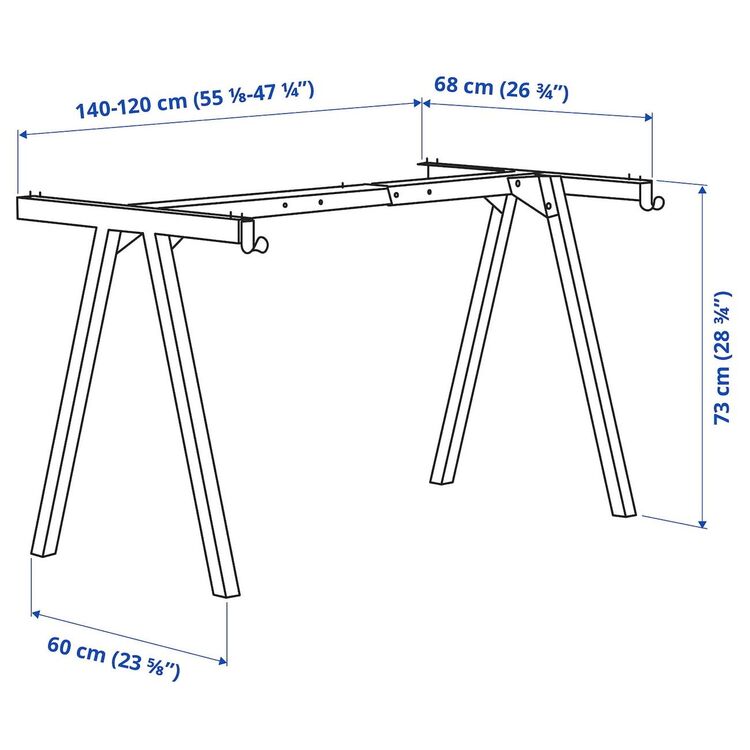 Комплект офисной мебели Ikea Trotten/Langfjall 160x80 (Бежевый/Темно-серый/Белый)
