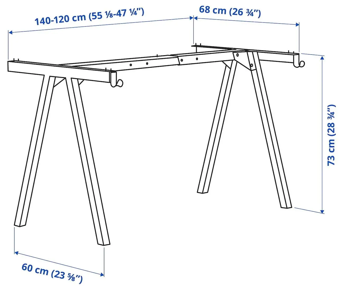 Set mobila pentru oficiu Ikea Trotten/Langfjall 160x80 (Bej/Gri-inchis/Alb)