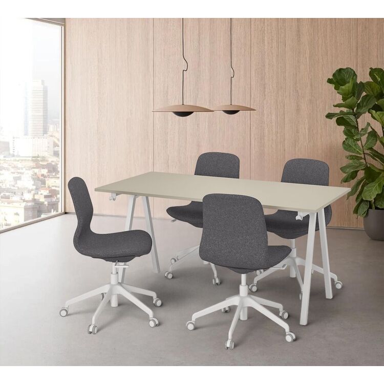 Комплект офисной мебели Ikea Trotten/Langfjall 160x80 (Бежевый/Темно-серый/Белый)