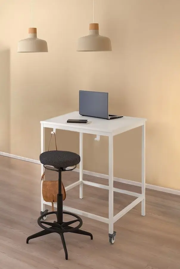Set de mobila pentru oficiu Ikea Trotten/Lidkullen (Alb/Gri Inchis)