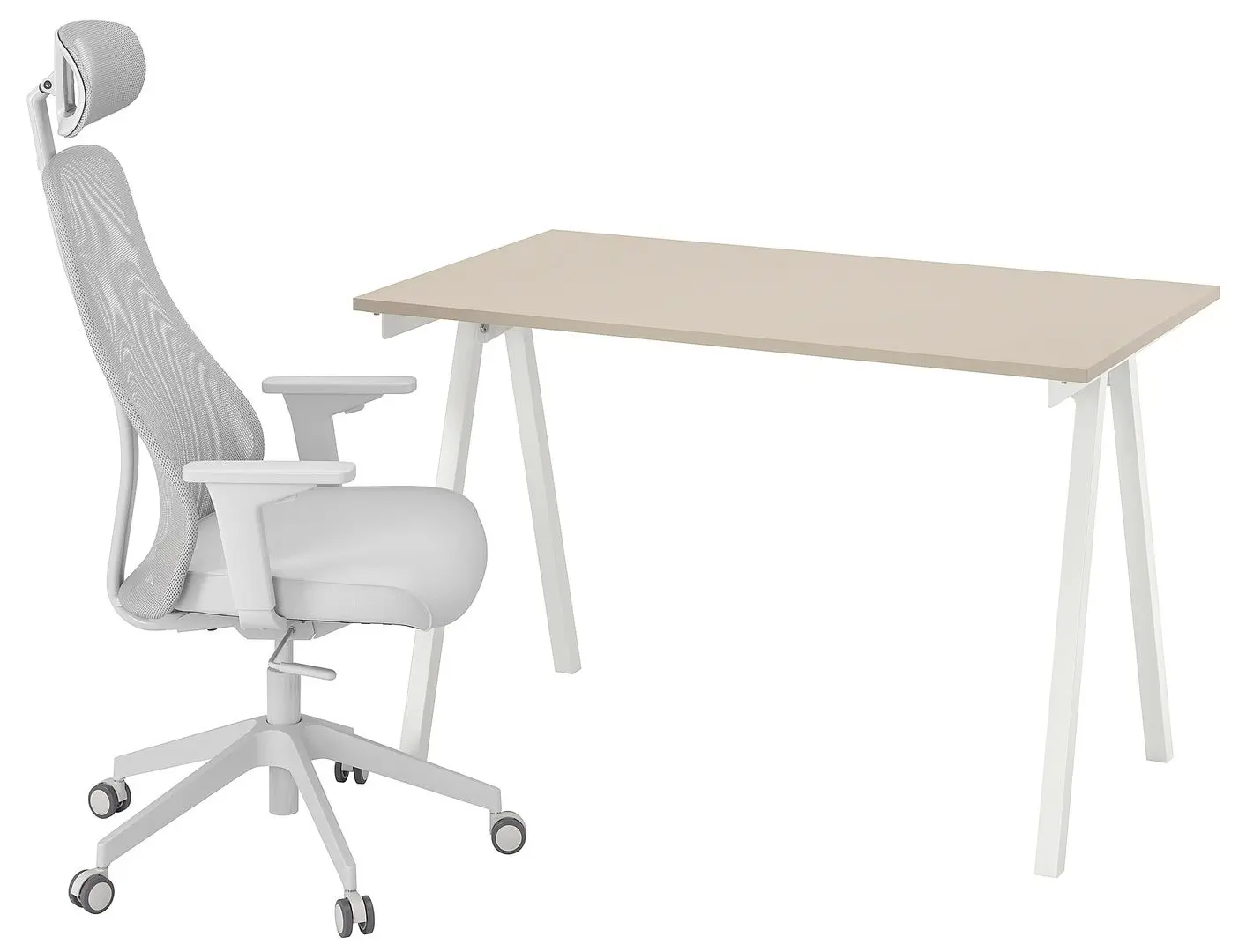 Set de mobila pentru oficiu Ikea Trotten/Matchspel 70x120 (Bej/Alb/Gri)