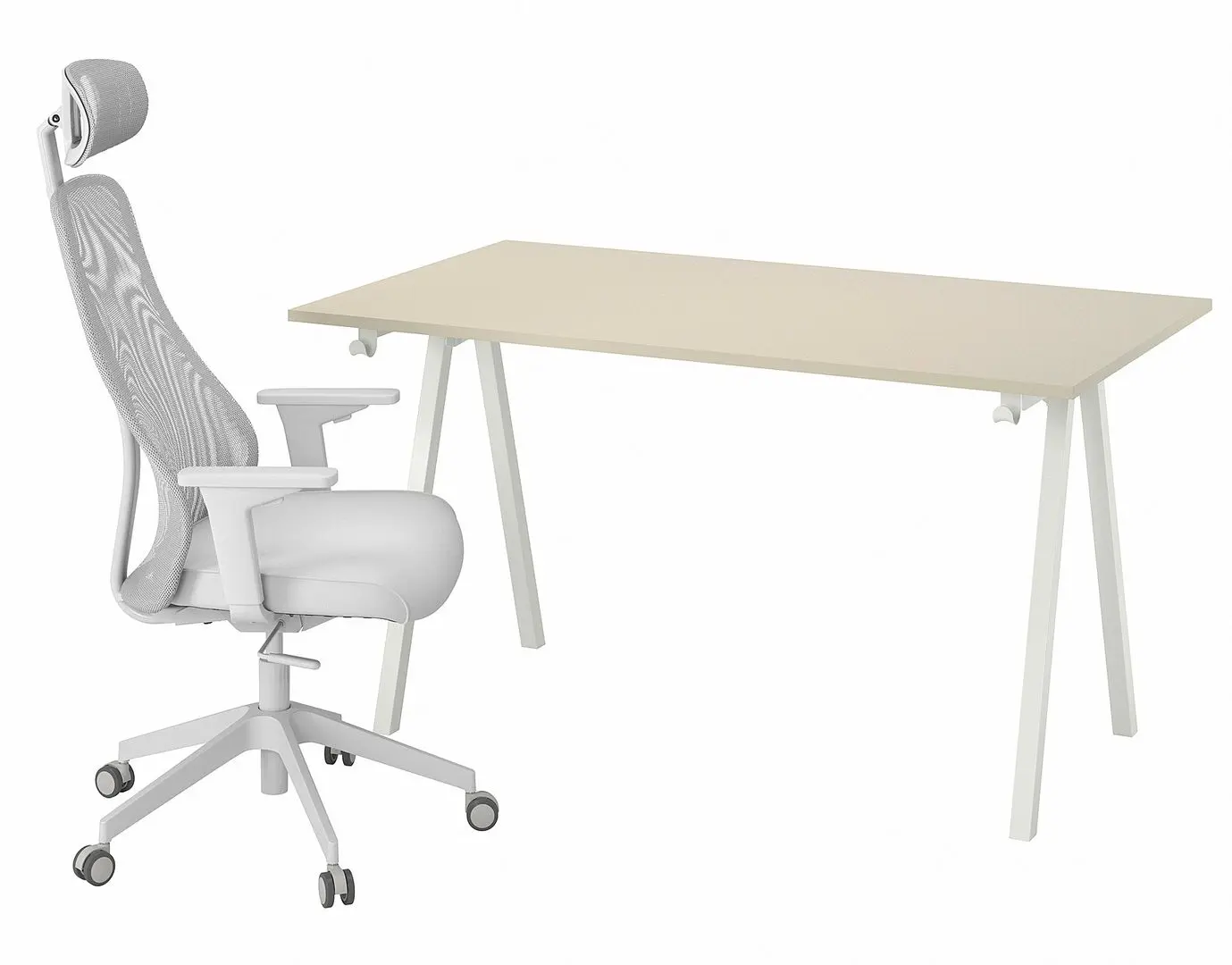 Set de mobila pentru oficiu Ikea Trotten/Matchspel 80x140 (Bej/Alb/Gri)