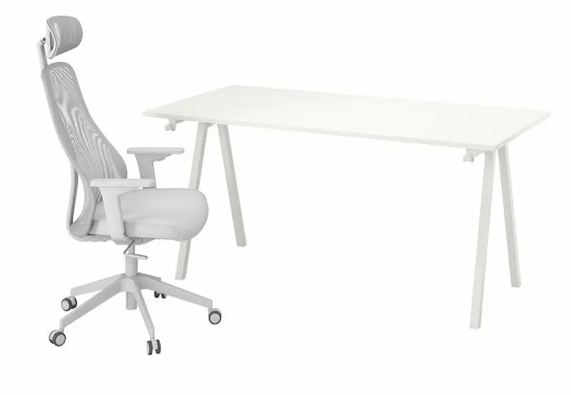 Set de mobila pentru oficiu Ikea Trotten/Matchspel 80x160 (Alb/Gri)
