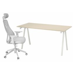 Set de mobila pentru oficiu Ikea Trotten/Matchspel 80x160 (Bej/Alb/Gri) Thumb