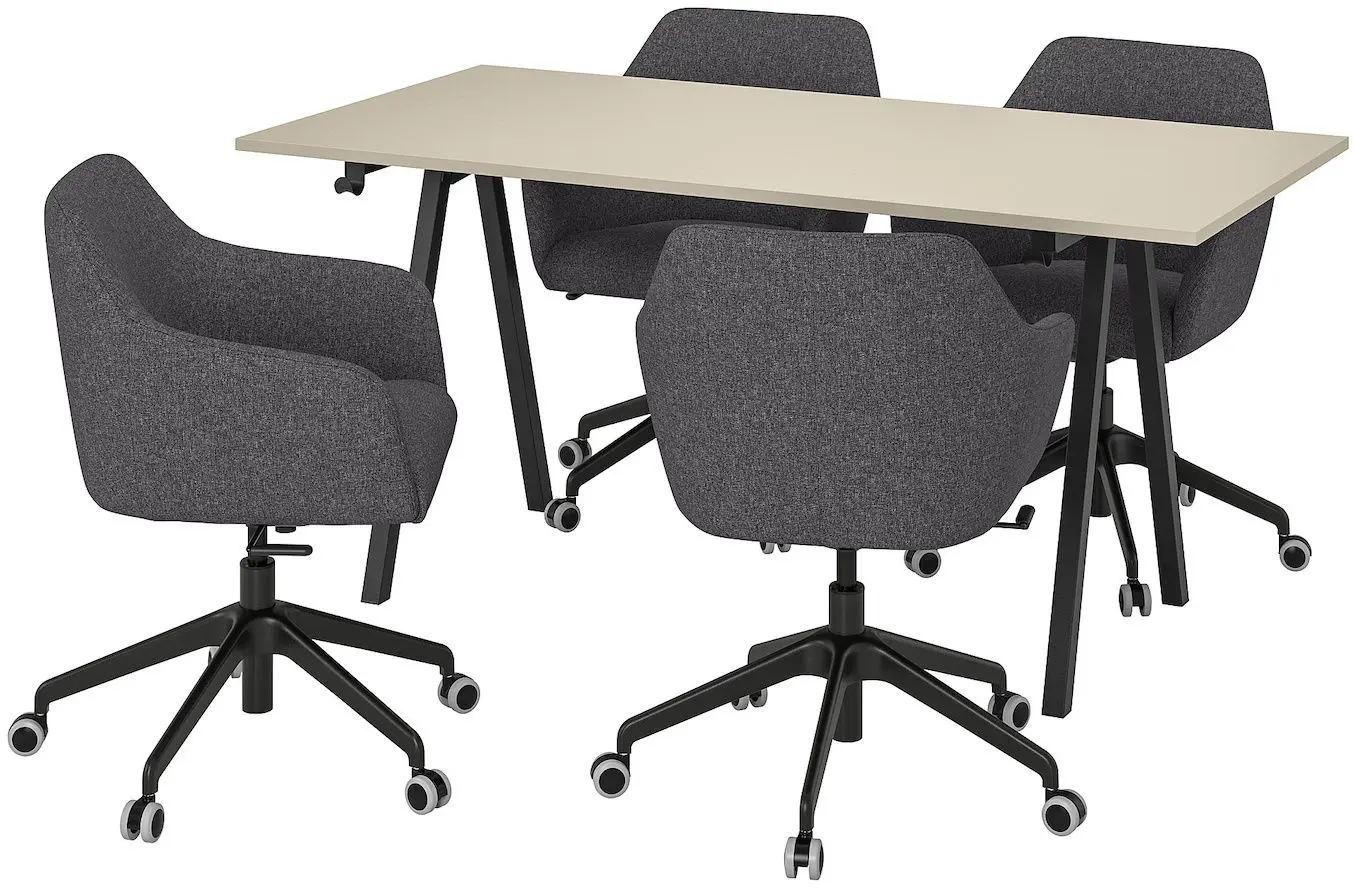 Set de mobila pentru oficiu Ikea Trotten/Tossberg 160x70 (Bej/Antracit/Gri-inchis/Negru) - 2