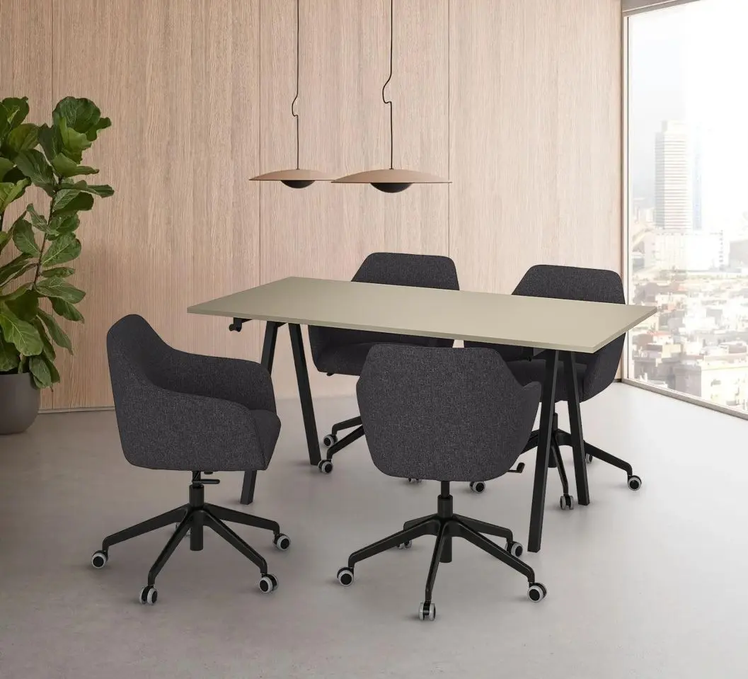 Set de mobila pentru oficiu Ikea Trotten/Tossberg 160x70 (Bej/Antracit/Gri-inchis/Negru)