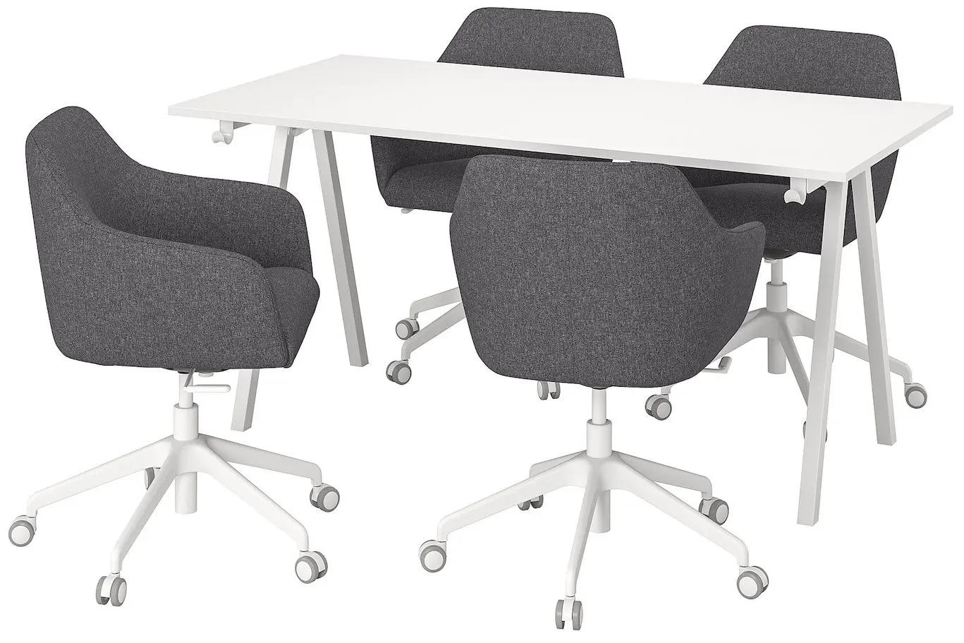 Set de mobila pentru oficiu Ikea Trotten/Tossberg 160x80 (Alb/Gri-inchis)